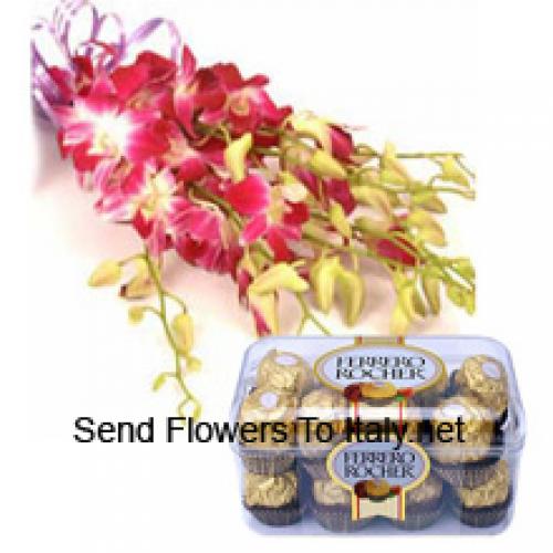 Bezaubernde rosa Orchideen mit 16 Stk. Ferrero Rocher