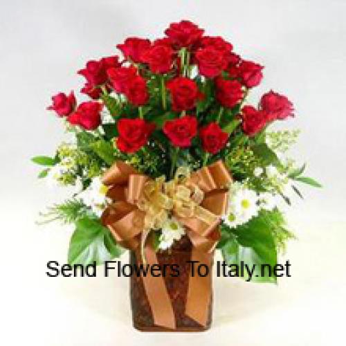 Pretty 25 Roses and 11 Gerberas