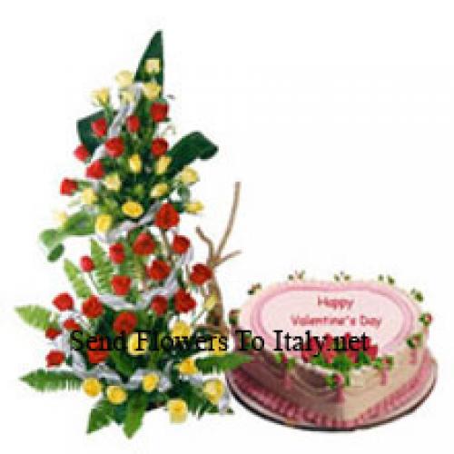 101 Red Roses with Delicious Strawberry Cake