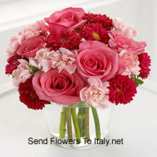 Cute Carnations, Daisies and Roses in Vase