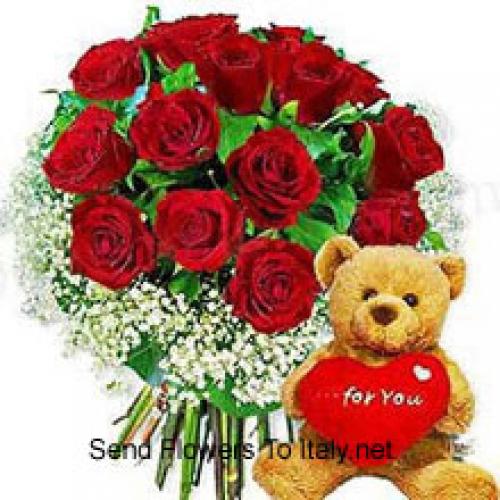 11 Rosas com Urso Carinhoso