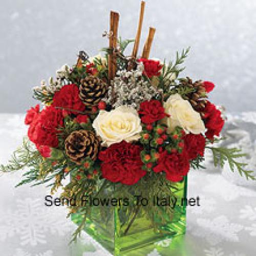 Assorted Flowers in Cube Vase